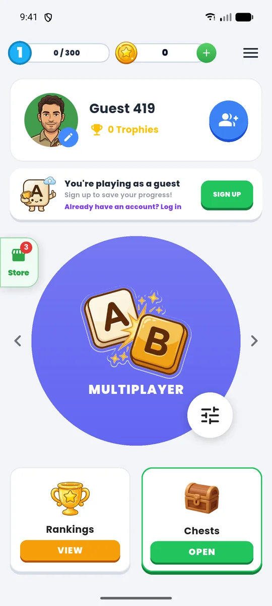 Race Of Words home screen
